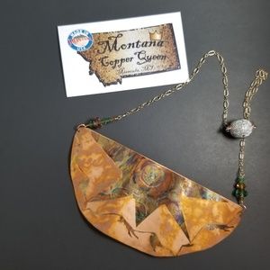 Signed, Sunshine Montana Copper Queen Necklace Bib
